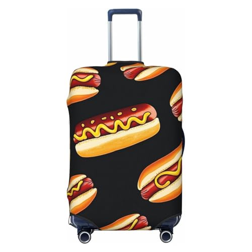 Food Hot Dogs Elastic Travel Luggage Cover, Washable Spandex Suitcase Protector, Anti-Scratch Fits 18-32 Inch