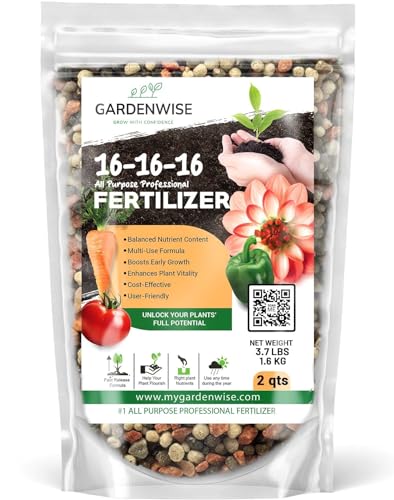 GARDENWISE 16-16-16 All Purpose Professional Fertilizer - Lawn, Flower, Tree, Shrub & Vegetable Garden Fertilizer (2 Quarts)