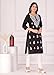 Women's Traditional Chikankari Cotton Kurta Indian Hand Embroidered Kurti Tunic for Women (BLACK-M)