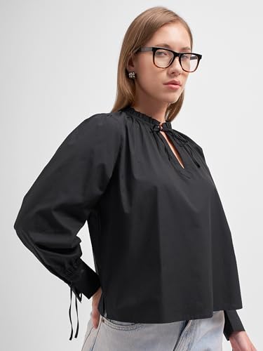 Image of Tokyo Talkies Women Tops for Woman|Women Oversized Fit Crop Top Shirt|Comfortable Premium Korean Button Down | Workwear Top for Office & Casual Outfit