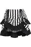 White/Black Striped Ruched Bustle Skirt (Curvy)