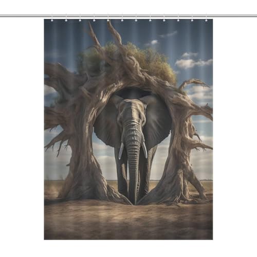 Rideau de douche imperméable et séchage rapide ElephFourmi avec 12 crochets