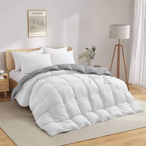 Image of PURE ECO 600 GSM Heavy Winter Blanket for Single Size (60 inchX90 inch) - 600 GSM Heavy Winter Comforter /Rajai /Duvet /Blanket Microfiber Super Soft Fluffy for Winter Single Size - White /Silver Grey Color