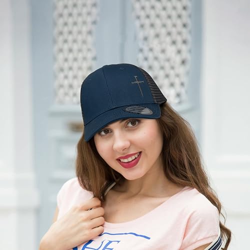 Image of Christian Hats for Men Women,Jesus 3 Nail Cross Hat Christian Religious Gifts for Birthday /Christmas,Black and Silver