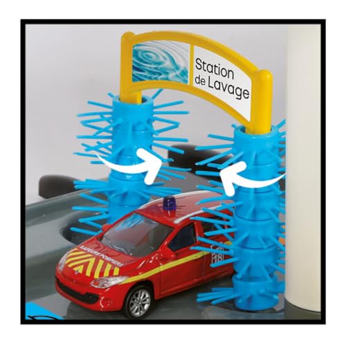 STARLUX – Doppelgarage Renault Riesen 1M/1M30 mit kompletter Servicestation mit 3 und 4 Ebenen, Einsatzplattform und 5 Meter Lange Rennstrecke – ab 3 Jahren