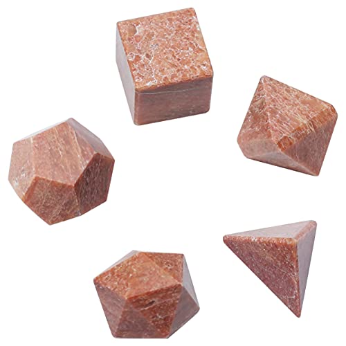 Crocon Chocolate Jasper 5Pcs Platonic Solids Crystal Geometry Set, Platonic Solids Sacred Geometric Stones for Meditation Reiki Balancing Healing Chakra Stone Cleansing Spiritual Good Luck (1520 mm)