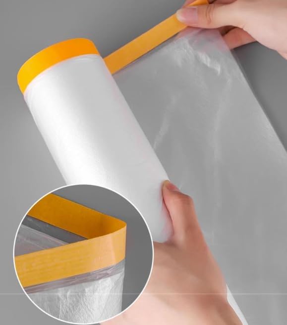 AAAAAcessories Extra Large Plastic Drop Cloth, 55in X 65-Feet– Clear, Light & Durable Dust Cover for Painting & Floor Protection, 6-Pack