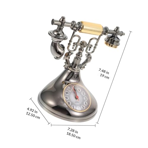 Reloj de escritorio forma de teléfono vintage negro para decoración de comedor y hogar 3