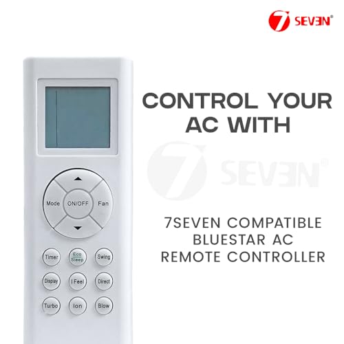 Image of 7SEVEN Compatible with Blue Star Split Ac Remote Suitable Only on 1 1.5 Ton Inverter AC with Part Number BI-5CNHW12QATU BO-5CNHW12QATU and Model of Remote 201, Match Key by Key Functionality