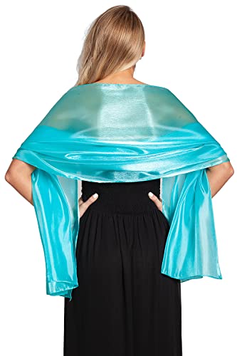 Central Chic Étole turquoise soyeux irisé pour mariage, demoiselles d'honneur et tenue de soirée Cover
