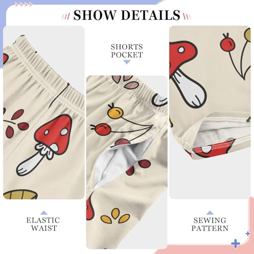 Boys' Pants Fall Red Mushrooms Berries Leaves Long Bottoms Jogger Pants Elastic Waist Trousers with Pockets S-XL4