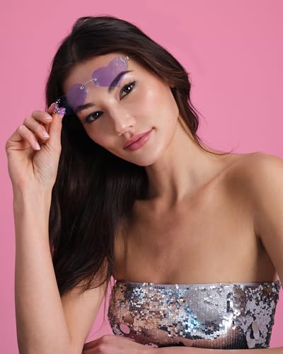 xo, Fetti Purple Heart Rhinestone Sunglasses | Bachelorette Party Sunnies, Birthday Girl Decorations, Guts Concert Accessory, Rave Y2k Supplies, Festival2