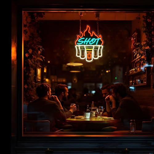 Image of Shot Neon Sign, Bar Neon Signs for Wall Decor, Dimmable Acrylic Neon Lights for Home Bar Pub Club Bistro Man Cave Restaurant Party Decorations Gift