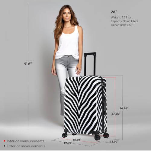 Image of InUSA Zebra Print 28-Inch Hardside Spinner Luggage Lightweight & TSA Lock