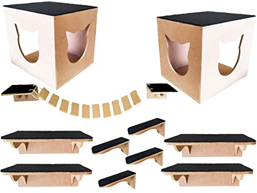 Kit Play Nicho de Gato Crú com Carpete 11 peças + Mimo