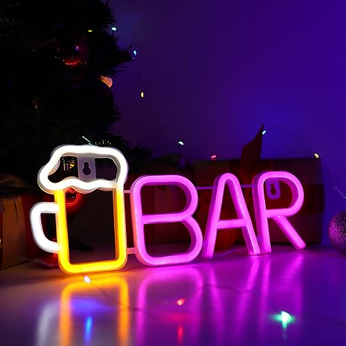 Neon Beer Bar Sign LED Wall Decor (Pink)