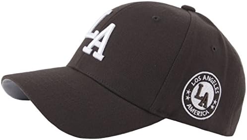 RaOn B272 New LA Embroidery Los Angeles Patch Major Ball Cap Baseball Hat Truckers (Brown)