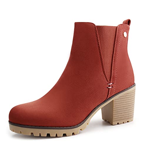 Image of JABASIC Women Suede Ankle Booties Slip On Chelsea Boots