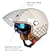 QUICKOOL Dual Visor 3/4 Open Face Motorcycle Helmet for Men & Women, DOT Approved Unisex Retro Half Helmet，Motorbike Casco for Moped Cruiser Bobber and Chopper (Long Outer Shield,L)