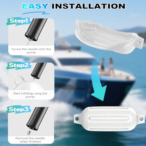 PuroShelt Boat Bumpers Fenders, Boat Bumpers, Inflatable Cylindrical Twin Eye Ribbed Comes with Ropes Boat Bumpers for Docking, White 2 Pack 8.5 x 27 inches by PuroShelt - Image 4