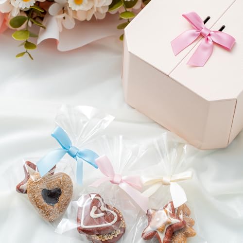 MORSUNBELA 50 Stück Geschenkschleifen Geschenk Schleifen Geschenk Deko für Weihnachten Hochzeiten und Geschenkverpackungen Beige Creme