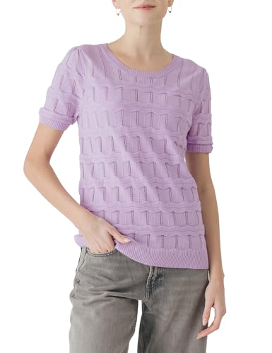 Cable Stitch Women's Ripple Stitch Short Sleeve Sweater