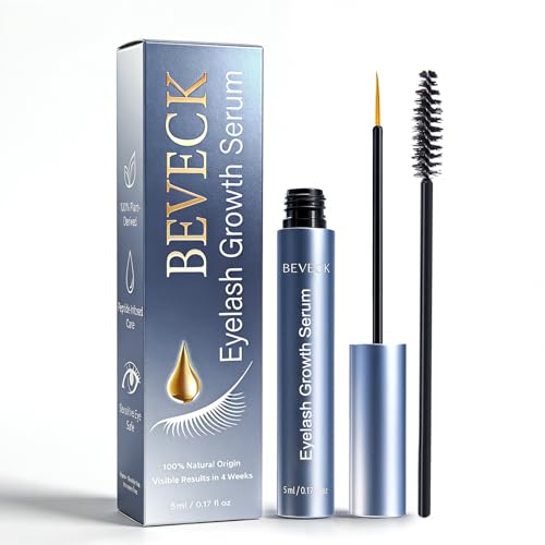BEVECK Eyelash Growth Serum – Peptide & Botanical Lash Enhancing Serum, Visible Results in 4 Weeks, Longer, Fuller-Looking Lashes, Hormone-Free, Sensitive-Eye Friendly and Cruelty-Free, 5 ml