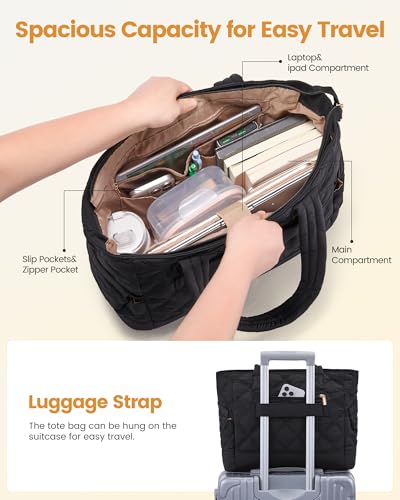 LOVEVOOK Tote Bag for Women, Quilted Work Puffer Bag with Large Cup Holder for Travel, Daily, Nurse Teacher Bag Handbag3