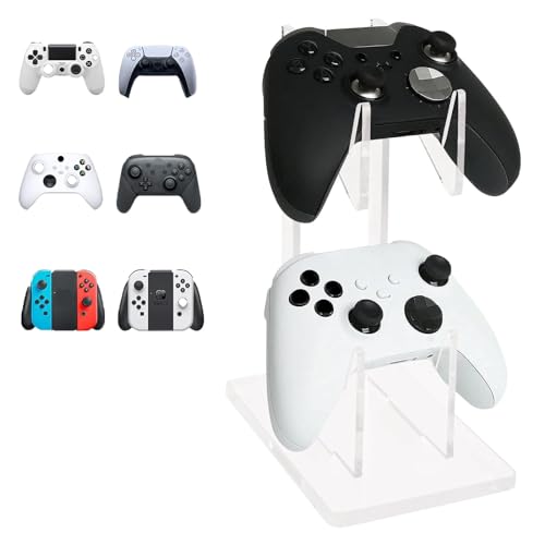 CLKE Support Manette,Support de Contrôleur de Jeu en Acrylique,Support Casque Universel avec 2 Couches,Rangement pour Accessoire Gaming,Porte Manette Pour...