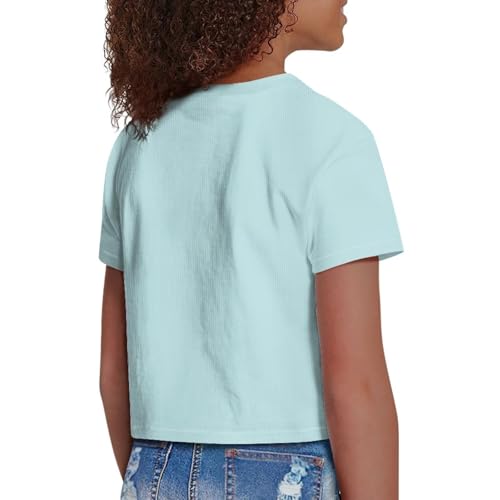 Image of Girls Fashion Crewneck Tee Shirts Casual Short Sleeve Crop Top Summer Outfits 5-14 Year