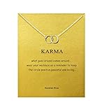 Hundred River Friendship Double Ring Necklace Double Ring Pendant Chain Necklace with Message Card Gift Card (double rings 1s)