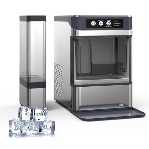 Large Capacity Ice Makers Countertop,Chewable Crunchable Countertop Nugget Ice Maker,38 Ib/24H, Self-Cleaning, for Home, Kitchen