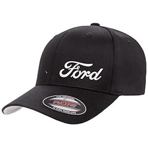 Ford Motor Co Script Logo New Side Panel Fully Embroidered Flexfit 6277 Athletic Baseball Fitted Hat Cap