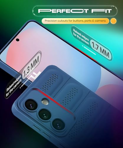 Image of WOW IMAGINE Ultimate Silicone Back Cover Case for Samsung Galaxy S24 FE 5G | Heat Dissipation Thin Soft TPU | 360 Camera Protection | Breathable Cooling Holes - Deep Blue