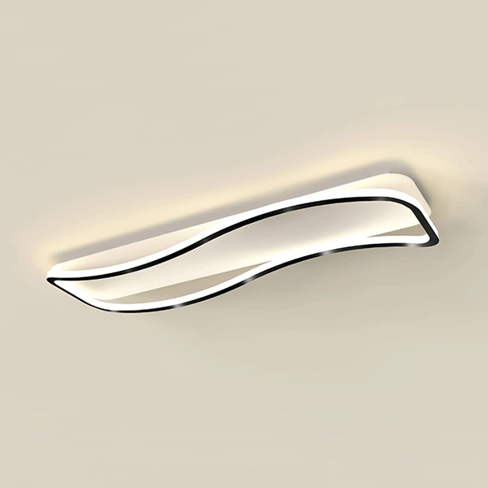 Lámpara de techo lineal LED negra de diseño delgado con 3 tonos de luz para dormitorio