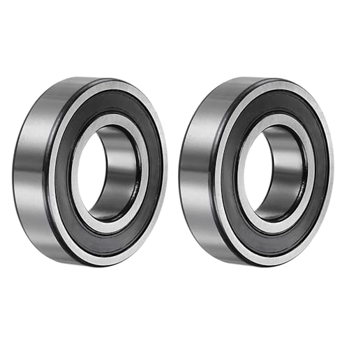 sourcing map 6206-2RS Deep Groove Ball Bearing,2pcs 30 x 62 x 16mm C3 Double Rubber Sealed Chrome Steel Bearings,Black