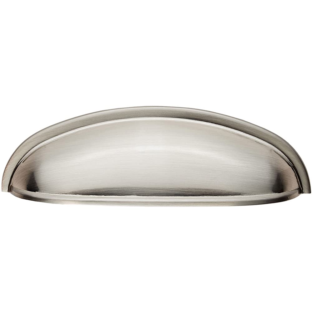 Loops Satin Nickel Shaker Cup Pull Handle - 124 X 35Mm - 96Mm Fixing Centres - | Pull Handle For Lightweight Internal Cupboard Doors - Metal Cabinet Cup Pull Handle - Kitchen Drawers