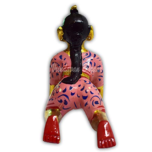 VRINDAVANBAZAAR.COM Messing Zittend Radha Rani Murti/Idols met complete schilderij/maat 2; Hoogte 5,1 cm | Showpiece… - Image 4