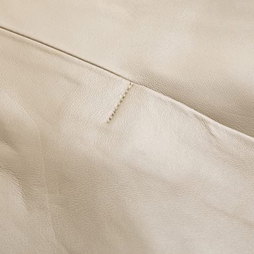 Woman Comfy High Waisted Solid Color Bodycon Skirts Casual Pu Leather A-Line Zipper Midi Hip-Wrapped Skirt Beige #TOP2