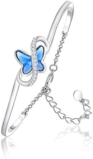 GEORGE · SMITH Womens Bracelet Silver Plated Butterfly Bracelet for Women Blue Purple Crystal Bangles Christmas Birthday Valentines Day Gifts for Mum Girlfriend Daughter Wife Sister