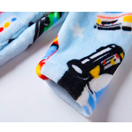 Boys Girls Bathrobes,Toddler Kids Hooded Robes Children's Flannel Bathrobes (Car, 6 Years) #TOP4