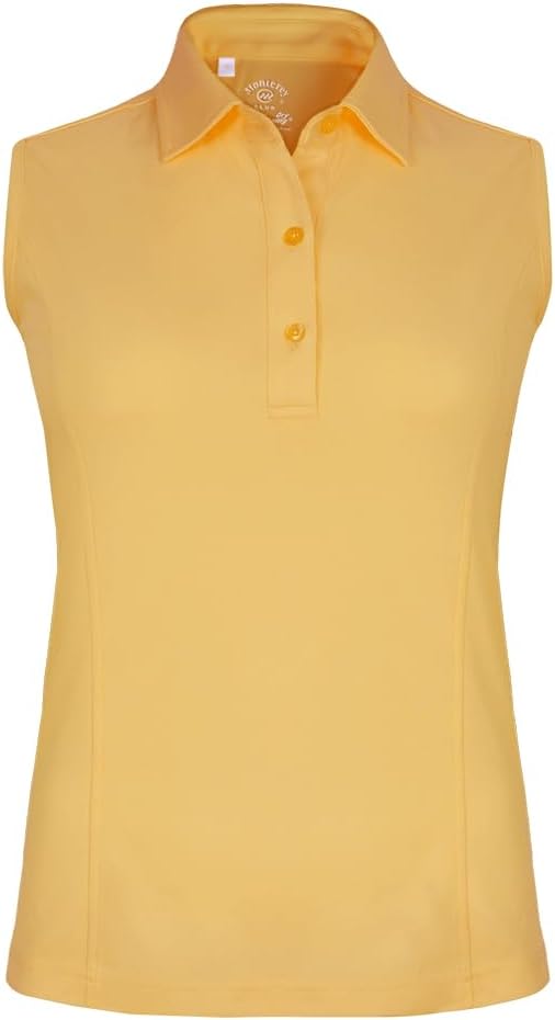 Monterey Club Women's Solid Tailored Collar Sleeveless Polo Shirt #2672