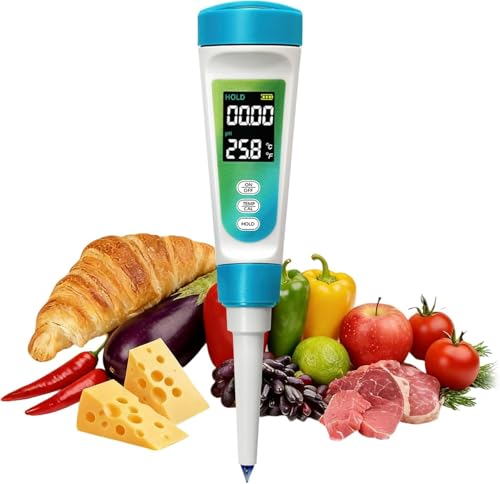 El Mejor Listado de Medidores de pH los 5 más buscados. 49 OBEST Medidor de pH Alimentos, Medidor de pH Digital con Pantalla LCD Retroiluminada y ATC, phmetro Semisolidos y Liquido para Agua, Queso, Madre, conservas, Carne y muestras...