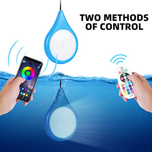 Led Pool Lights With App And Remote Control,Rgb Adjustable Underwater Diving Light With Magnetic Suction Device, Ip68 Waterproof Music Sync Color-Changing 12V Pool Bulb, With 32Ft Cord. (20W, Blue) #TOP2