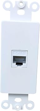 1 Port CAT6 Ethernet Wall Plate Insert Female to Female - Single CAT 6 RJ45 Keystone Jack Faceplate for Decorator Wallplate