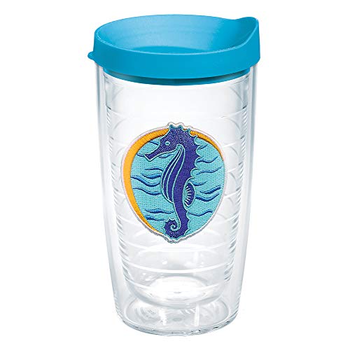 Tervis Seahorse Wave Recycled Made in USA Double Walled Insulated Tumbler Travel Cup Keeps Drinks Cold & Hot, 16oz, Seahorse Wave