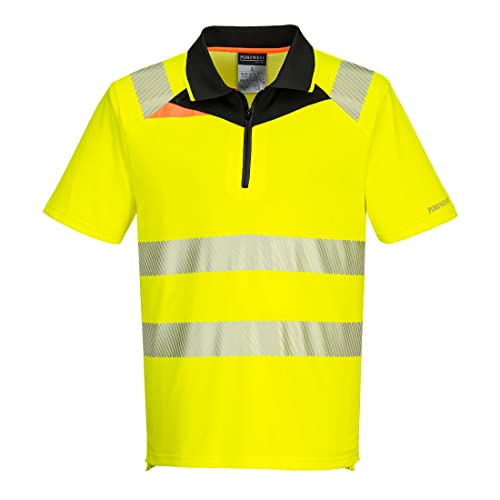 Polo Haute visibilité jaune noir manches courtes Portwest DX412 XL