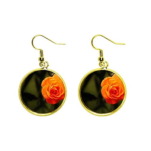 Pendientes de flor de naranja dorados largos colgantes joyería de mujer