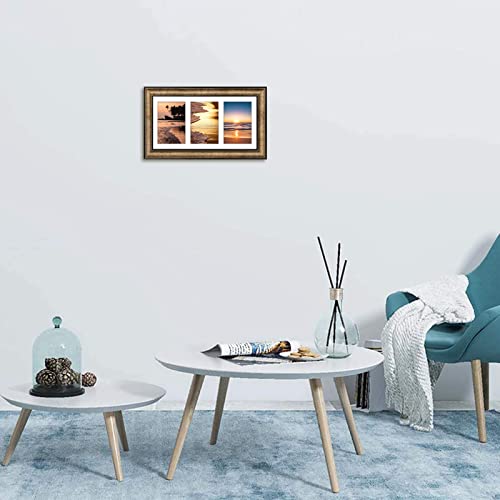 Golden State Art, 7X14 Antique Gold Photo Collage Frame With White Mat Displays (3) 4X6 Pictures - Great For Dad Gifts From Daughter Son #TOP4