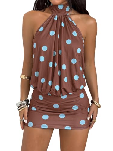 Image of SOLY HUX Women's Halter Mini Dress Y2k Backless Clubbing Cocktail Dresses
